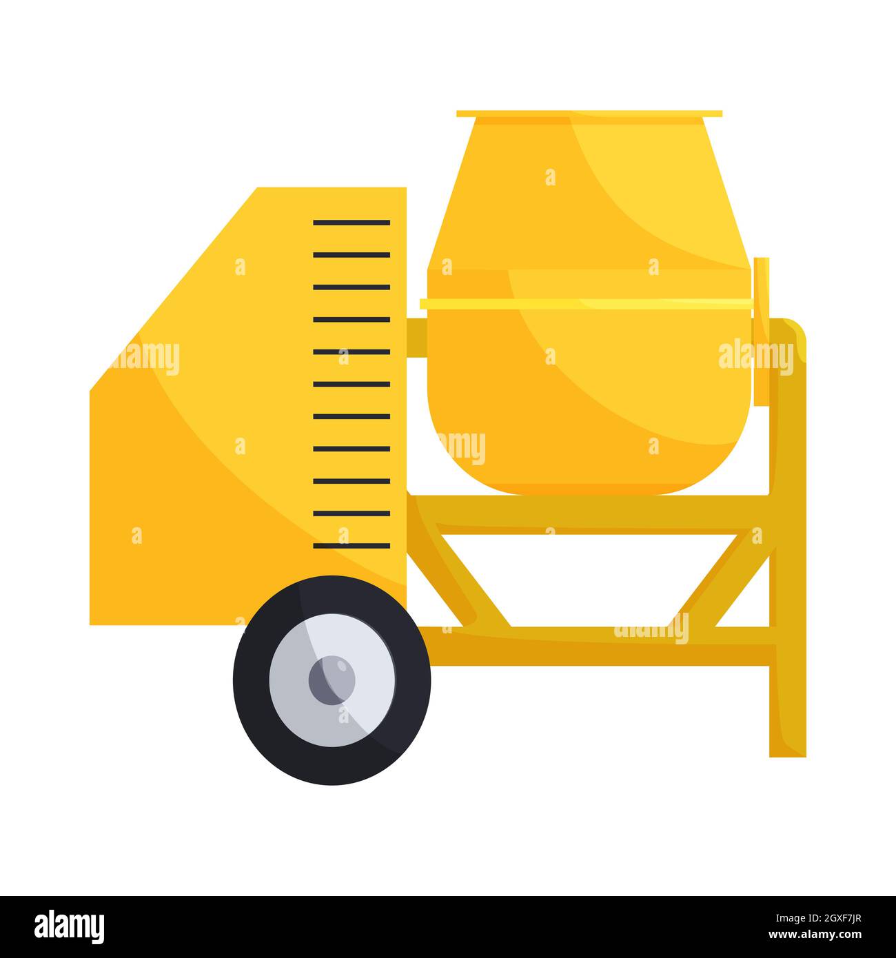 Building mixer for concrete icon in cartoon style on a white background ...