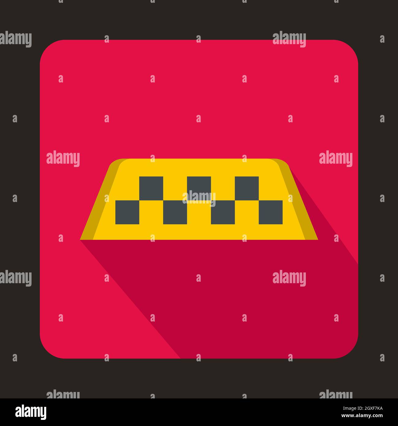 Checker taxi icon in flat style with long shadow. Transportation symbol ...