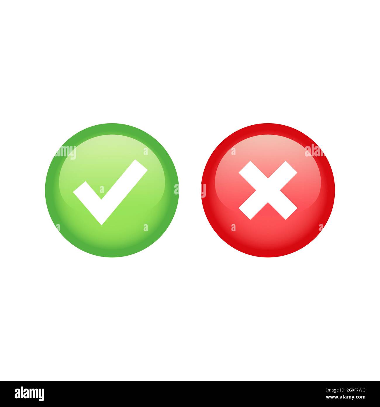 Check mark and cross button icon set Royalty Free Vector