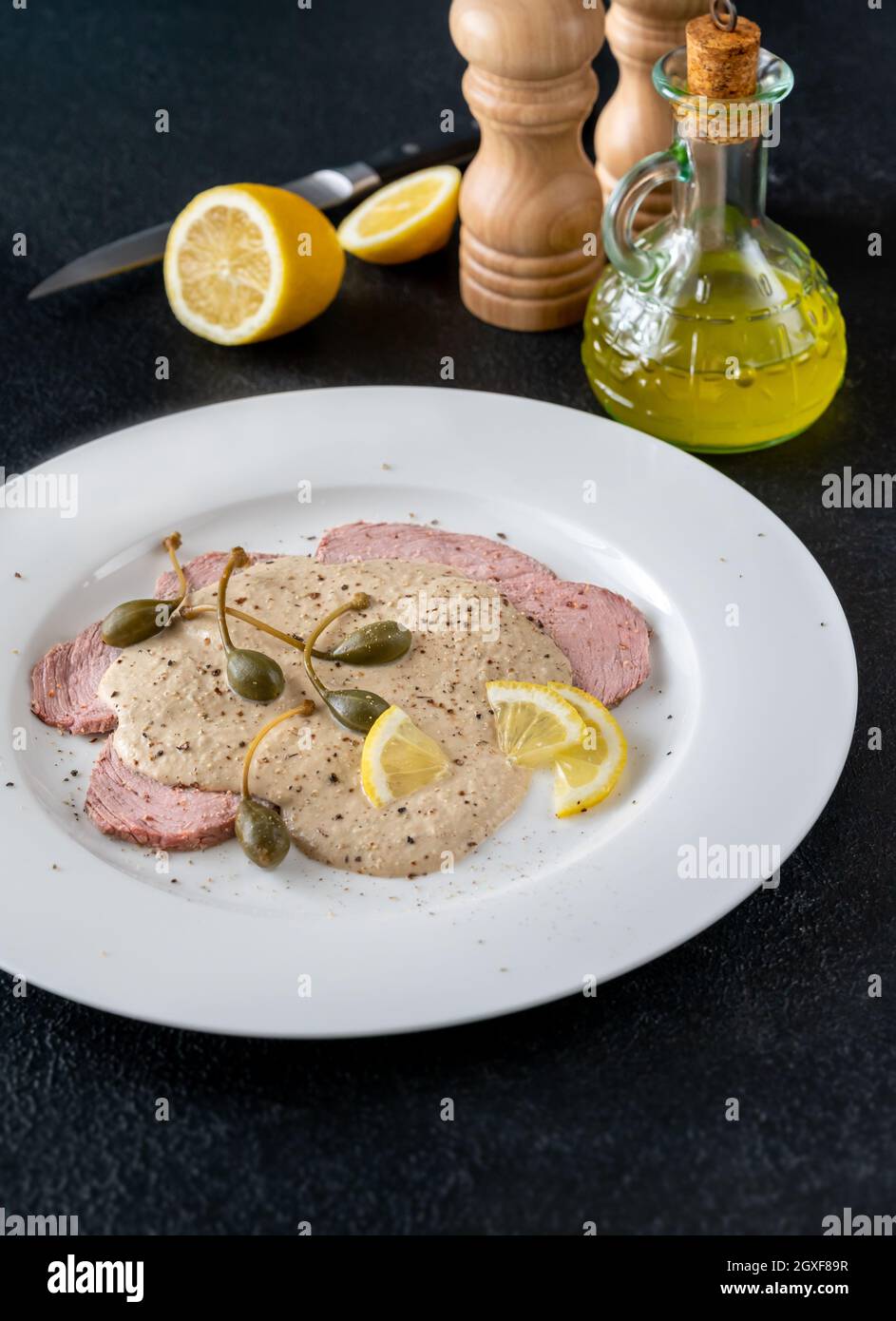 Vitello tonnato Italian dish of cold, sliced veal Stock Photo Alamy