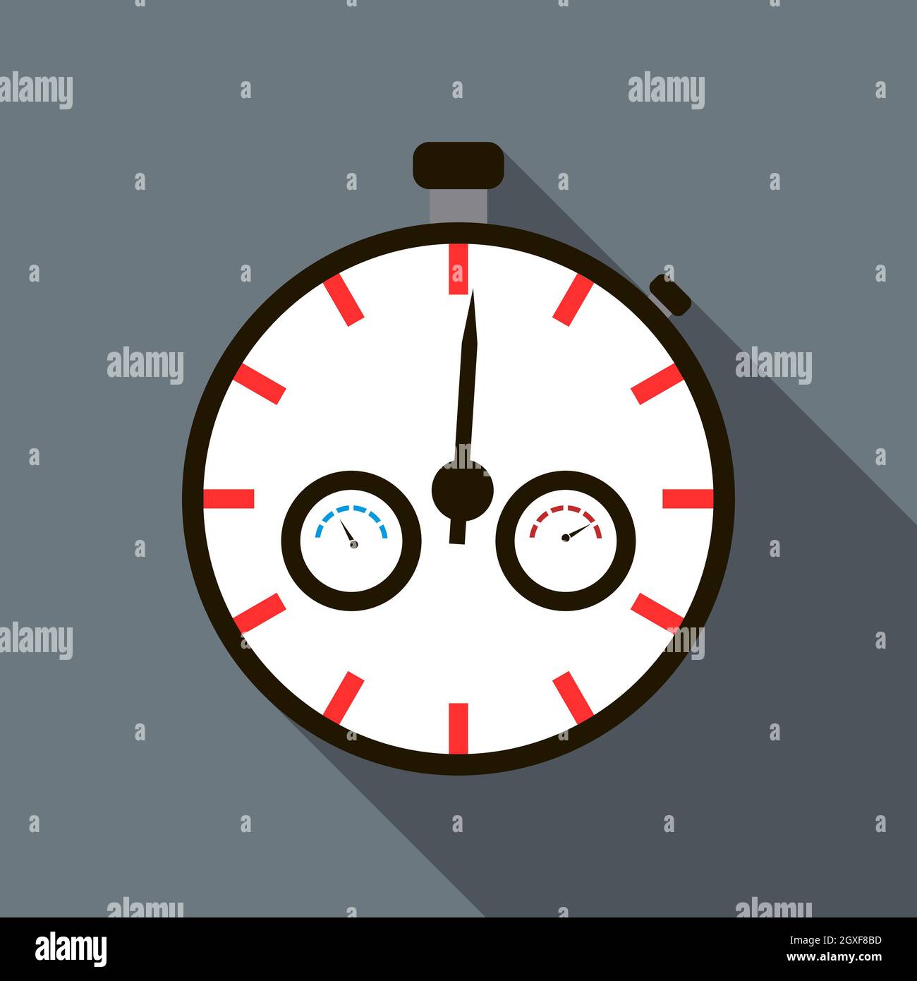 Stopwatch icon in flat style on a grey background Stock Photo - Alamy