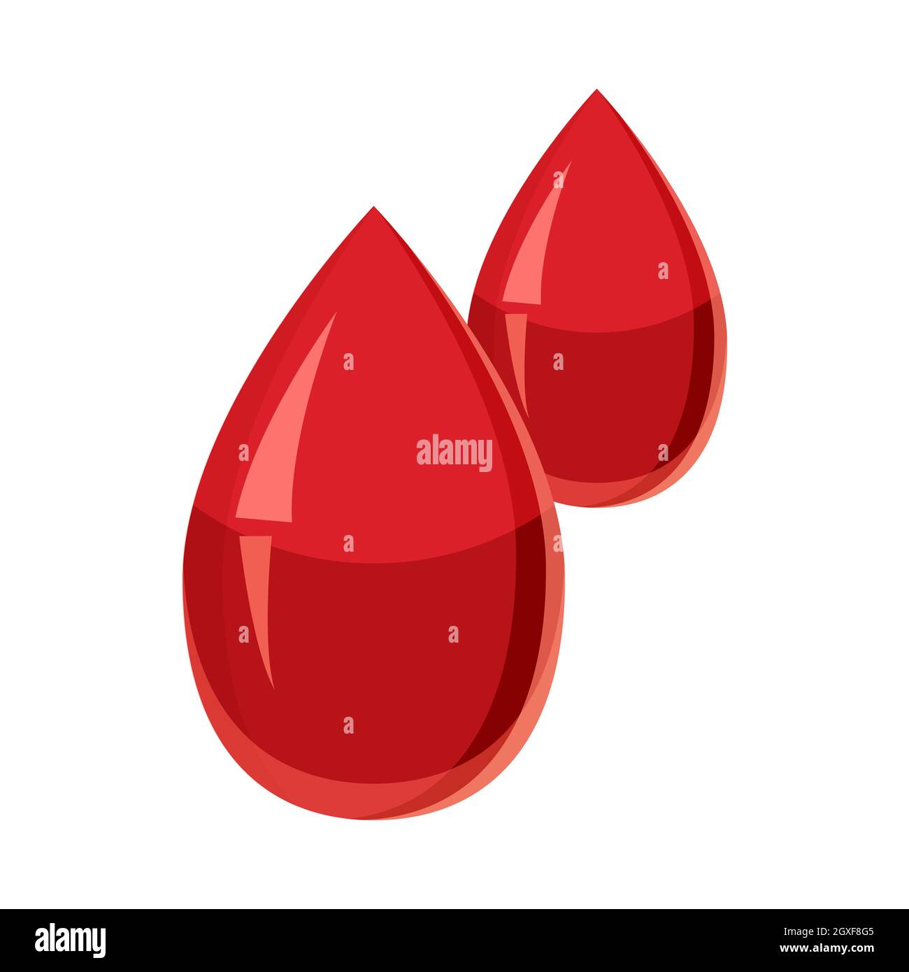 Two drops of blood icon in cartoon style on a white background Stock