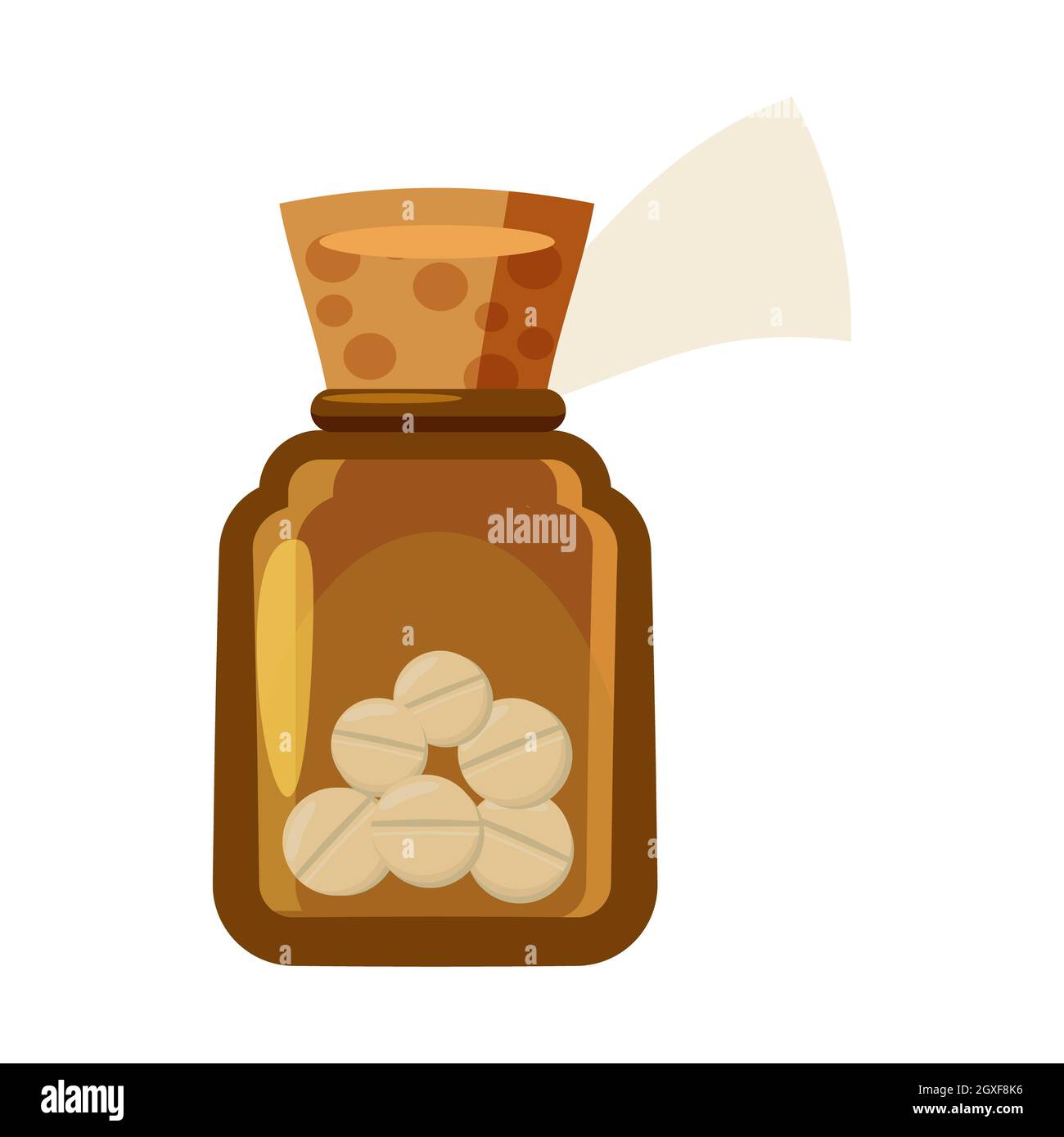 Glass bottle of tablets icon in cartoon style on a white background ...