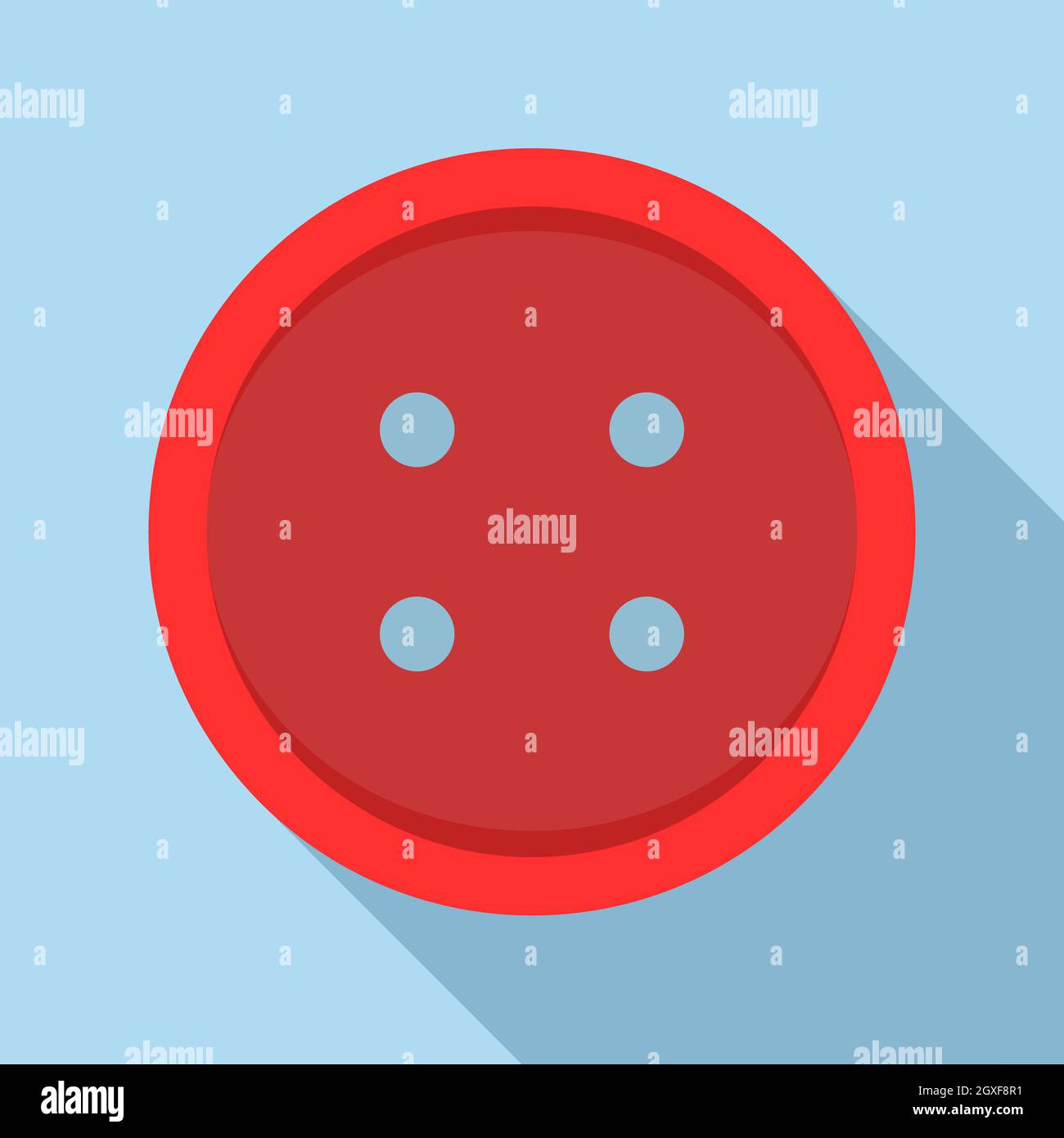 Red sewn button icon in flat style on a light blue background Stock ...