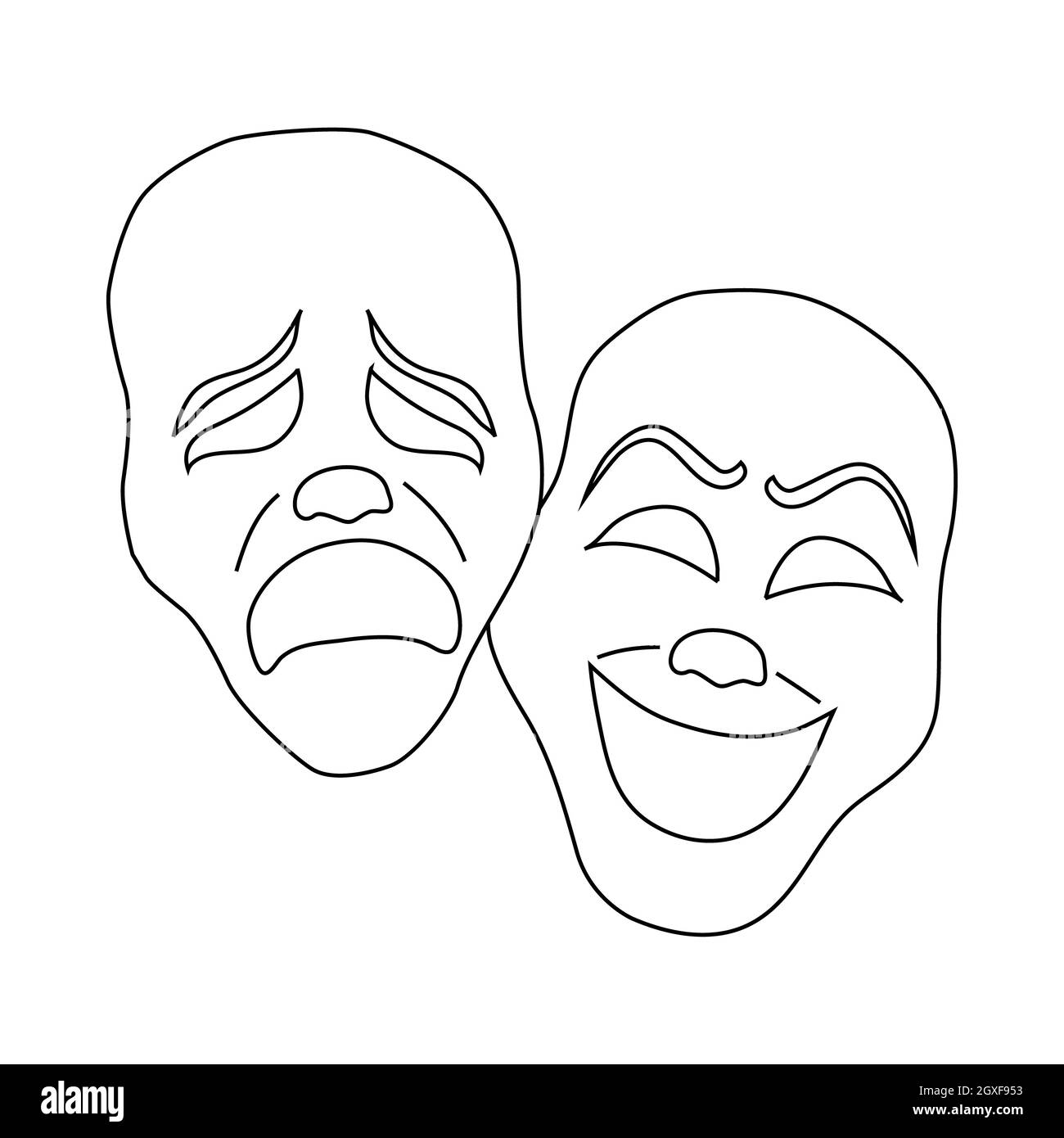 Theater masks linear icon on white background Vector Image