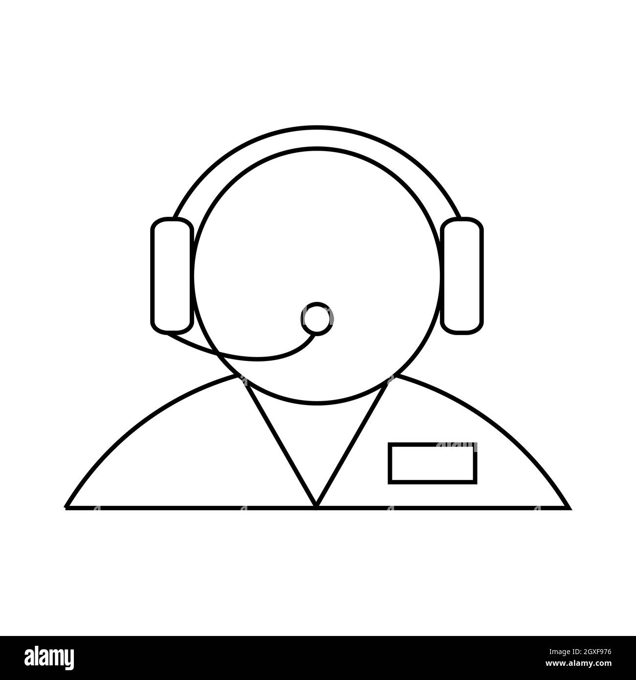 Customer support operator with a headset icon in outline style on a