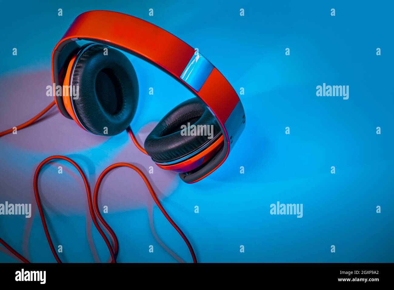 Closeup Photo of a Big Red Headphones 