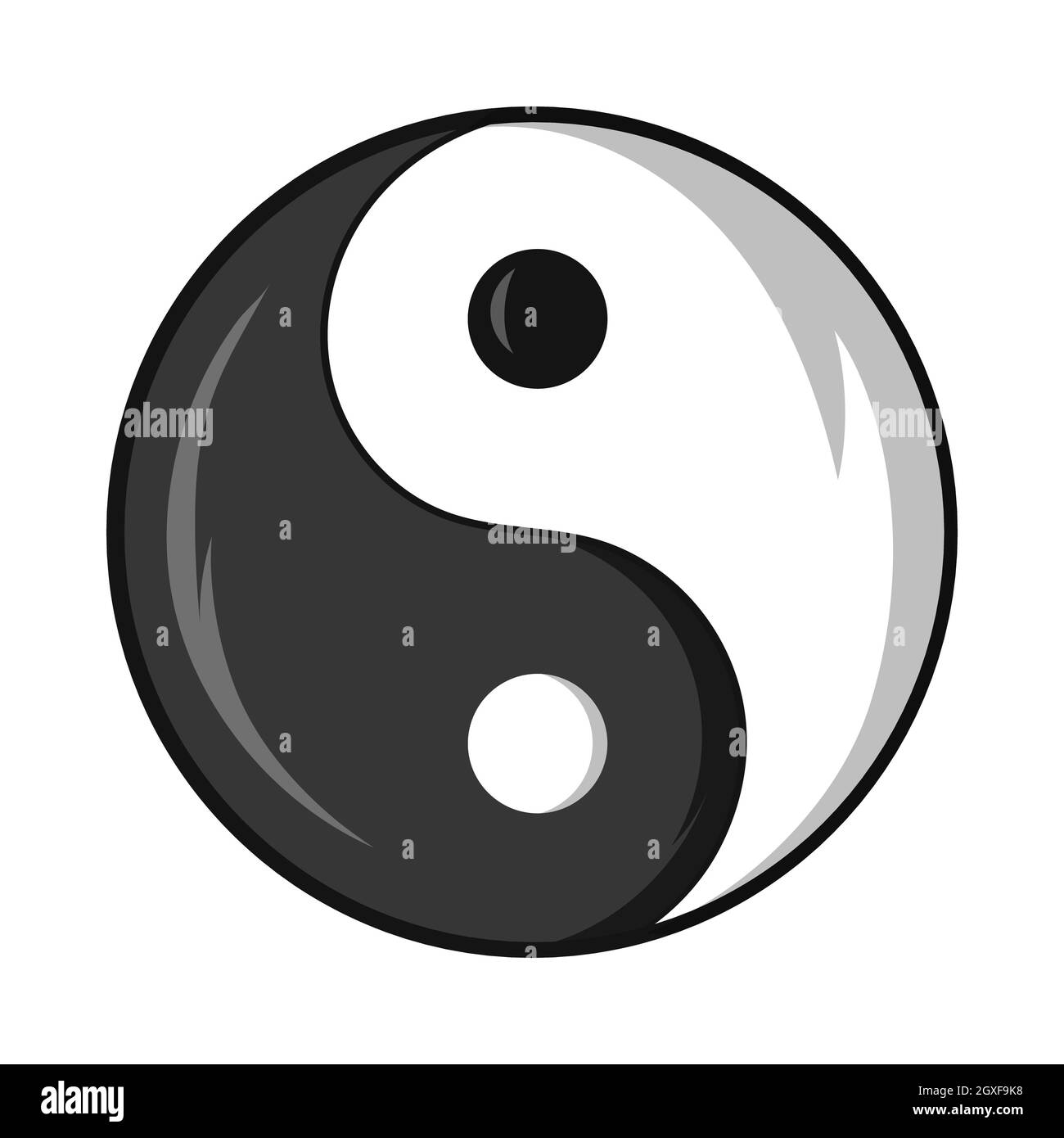 Yin and yang symbol icon in cartoon style isolated on white background ...