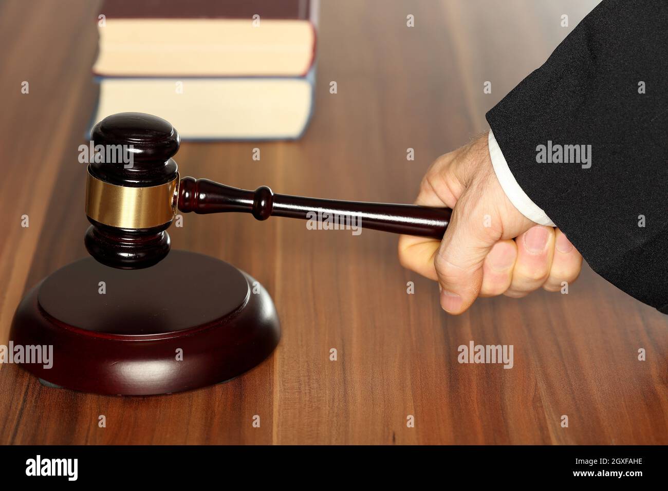 gavel and books, symbolic rights and justice Stock Photo