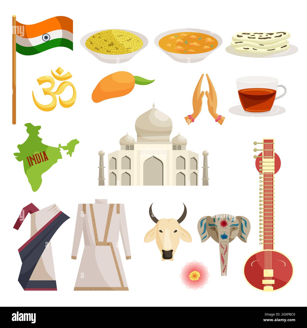 India map in cartoon style hi-res stock photography and images - Alamy