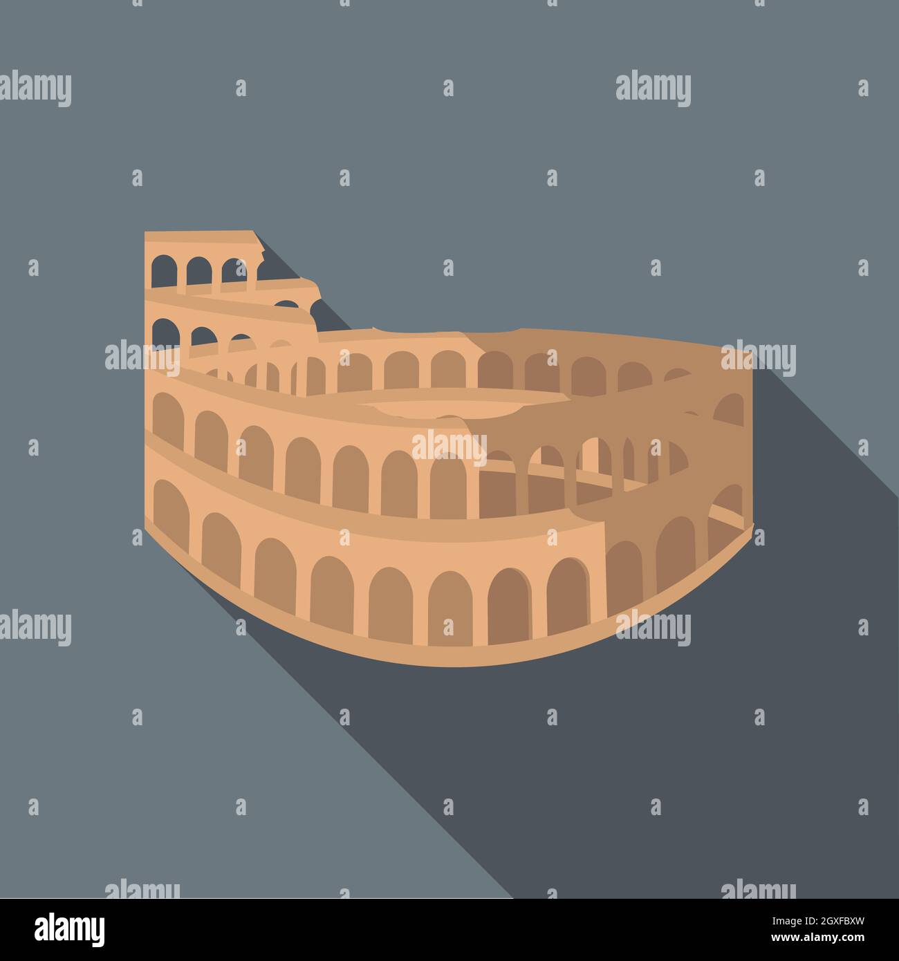 Colosseum in Rome icon in flat style with long shadow. Landmark symbol ...