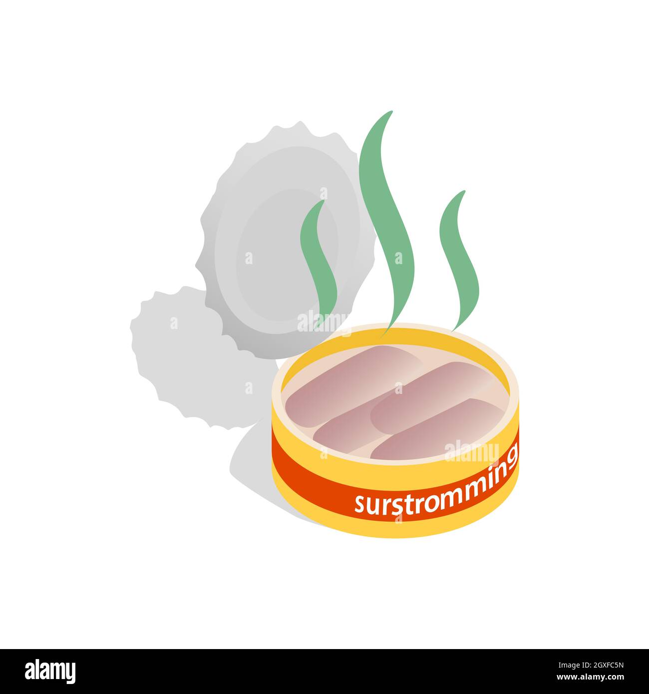 Can of surstomming, danish fermented herring icon in isometric 3d style