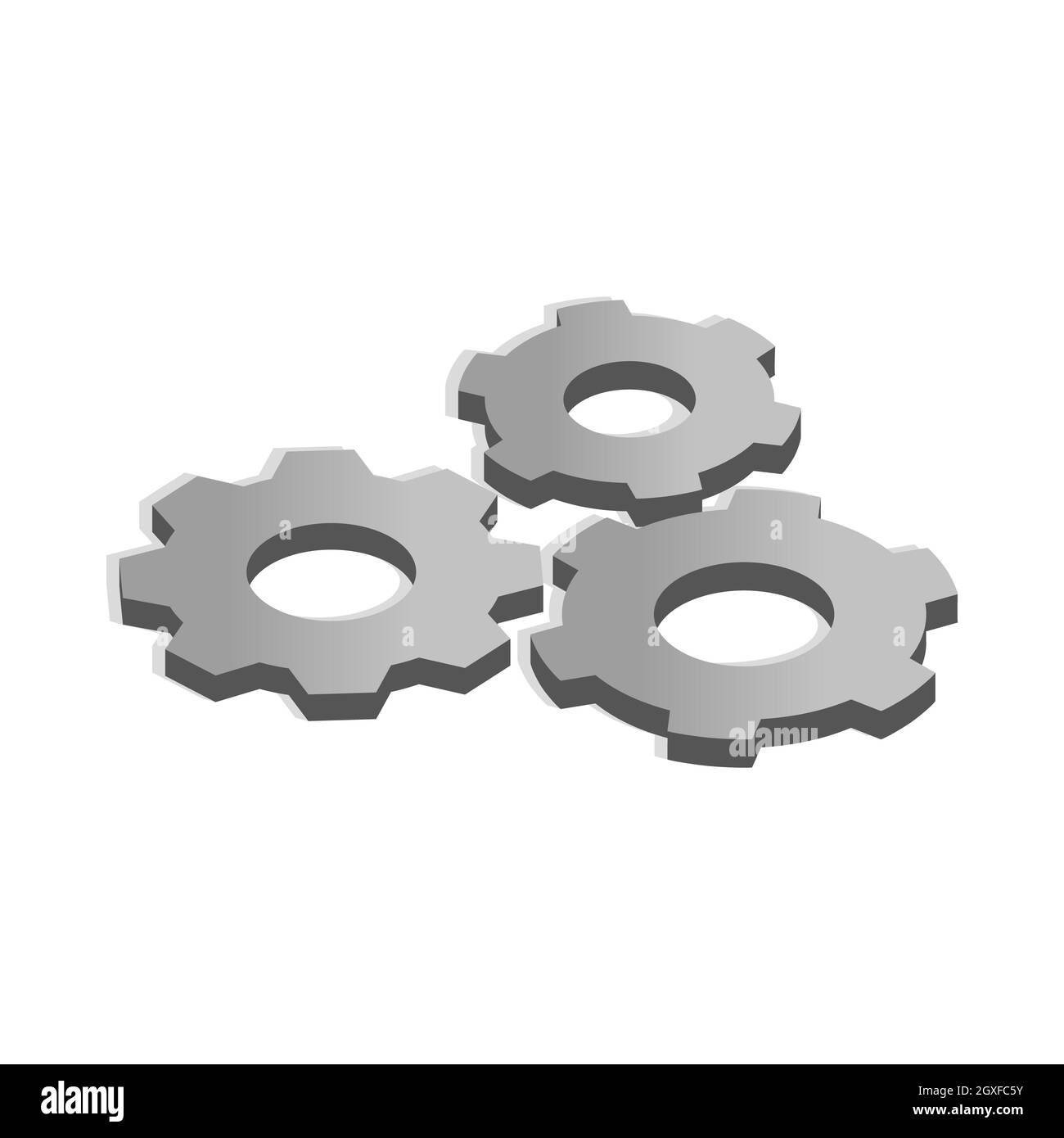 Gears icon in isometric 3d style on a white background Stock Photo - Alamy