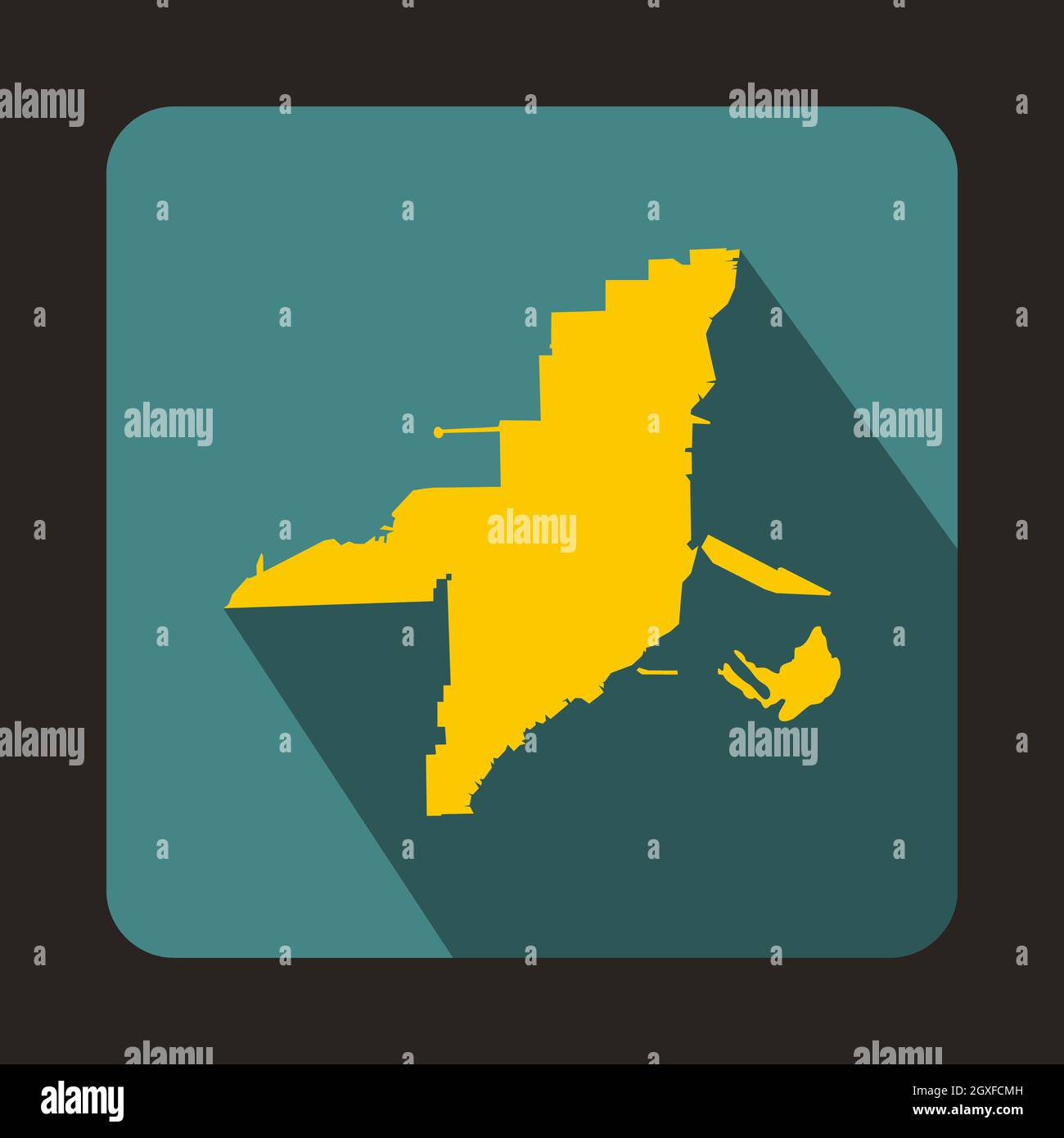 Florida yellow map icon in flat style on a bluegreen background Stock ...