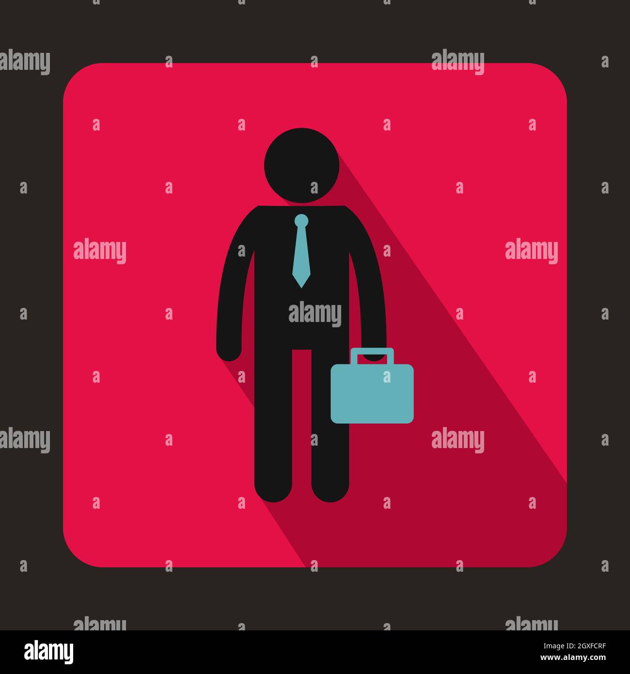 Businessman standing with his briefcase icon in flat style on a pink background Stock Photo