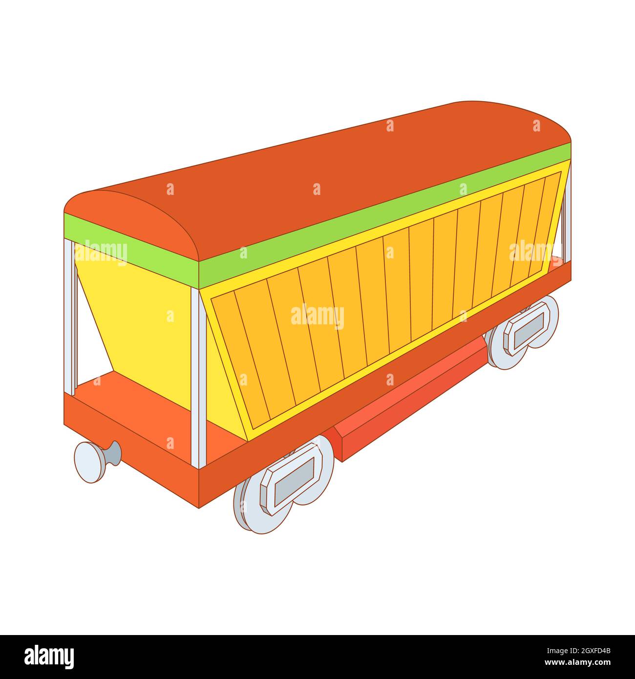 Covered freight wagon icon in cartoon style on a white background Stock