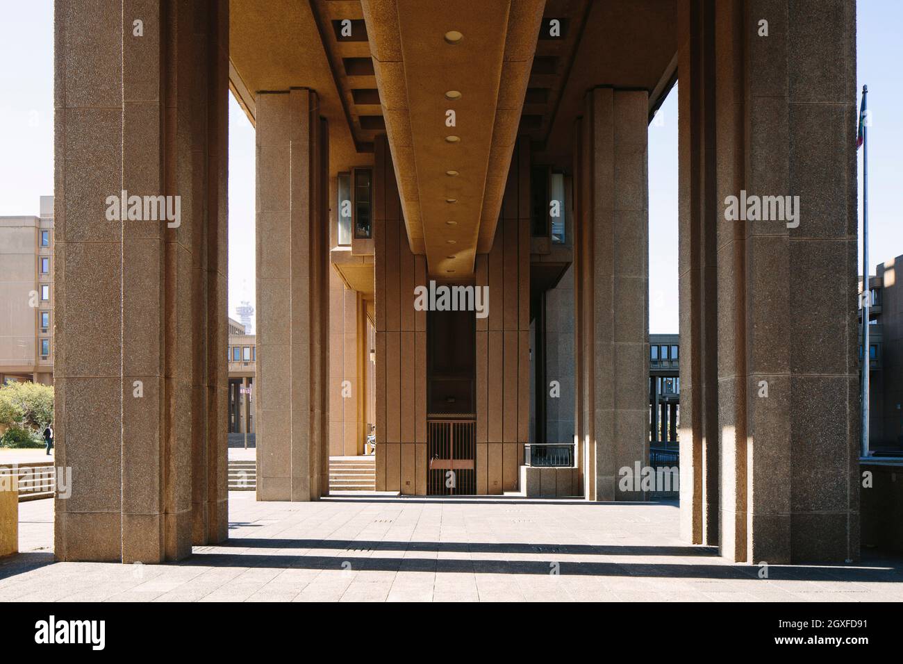 An arcade of the main building with a sealed off access. Johannesburg