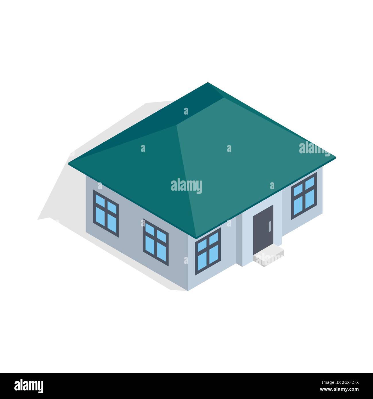 One storey house icon in isometric 3d style isolated on white ...