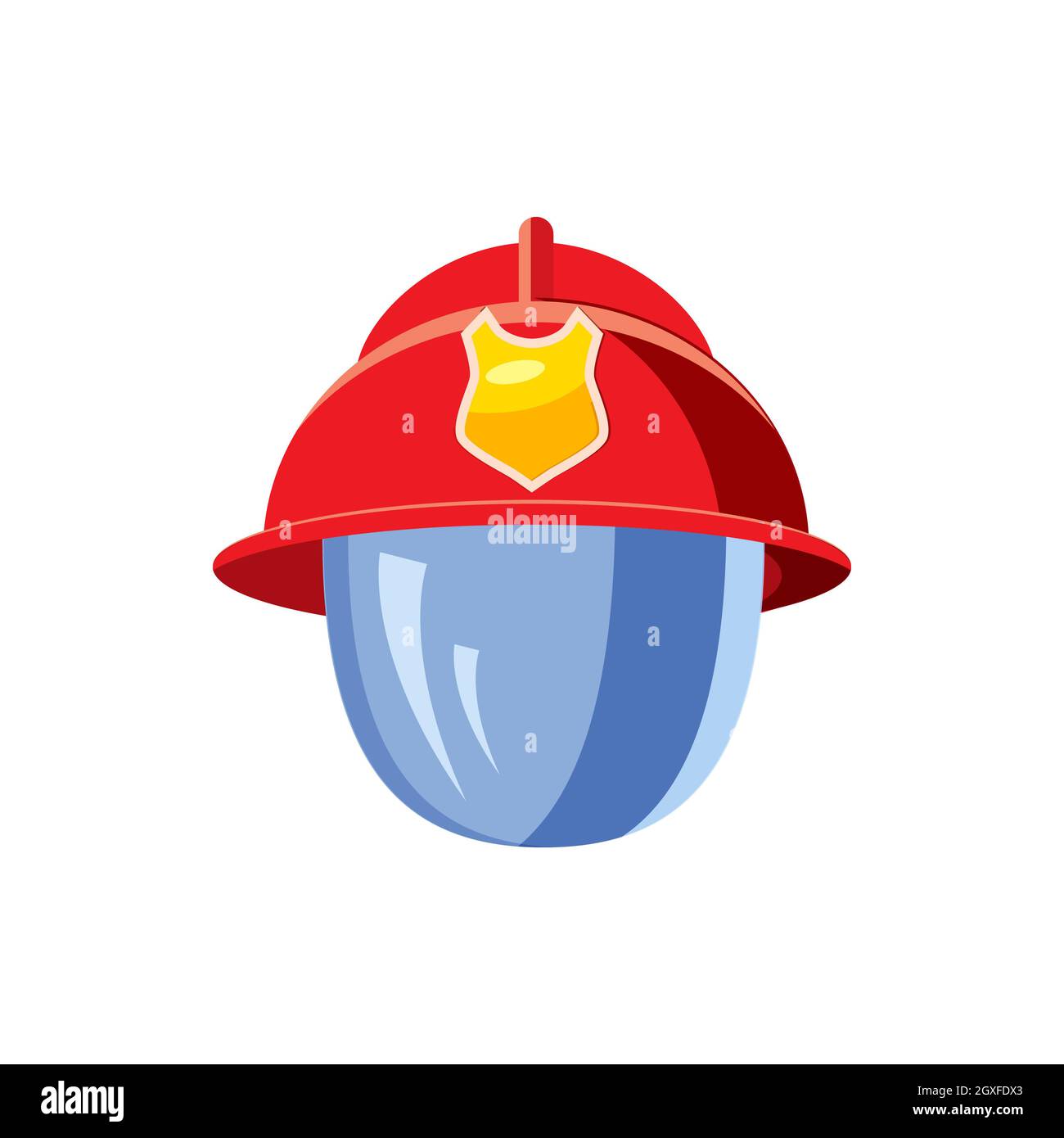 Helmet for a firefighter with mask icon in cartoon style on a white background Stock Photo
