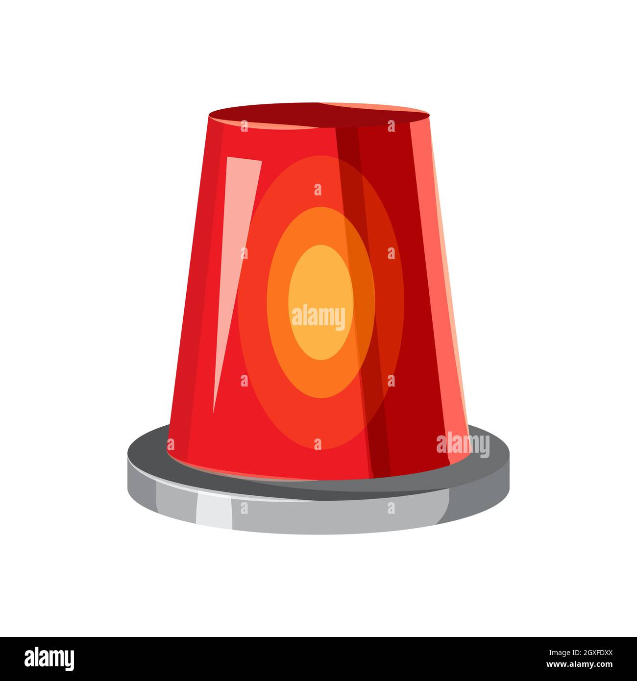 Siren red flashing emergency light icon in cartoon style on a white