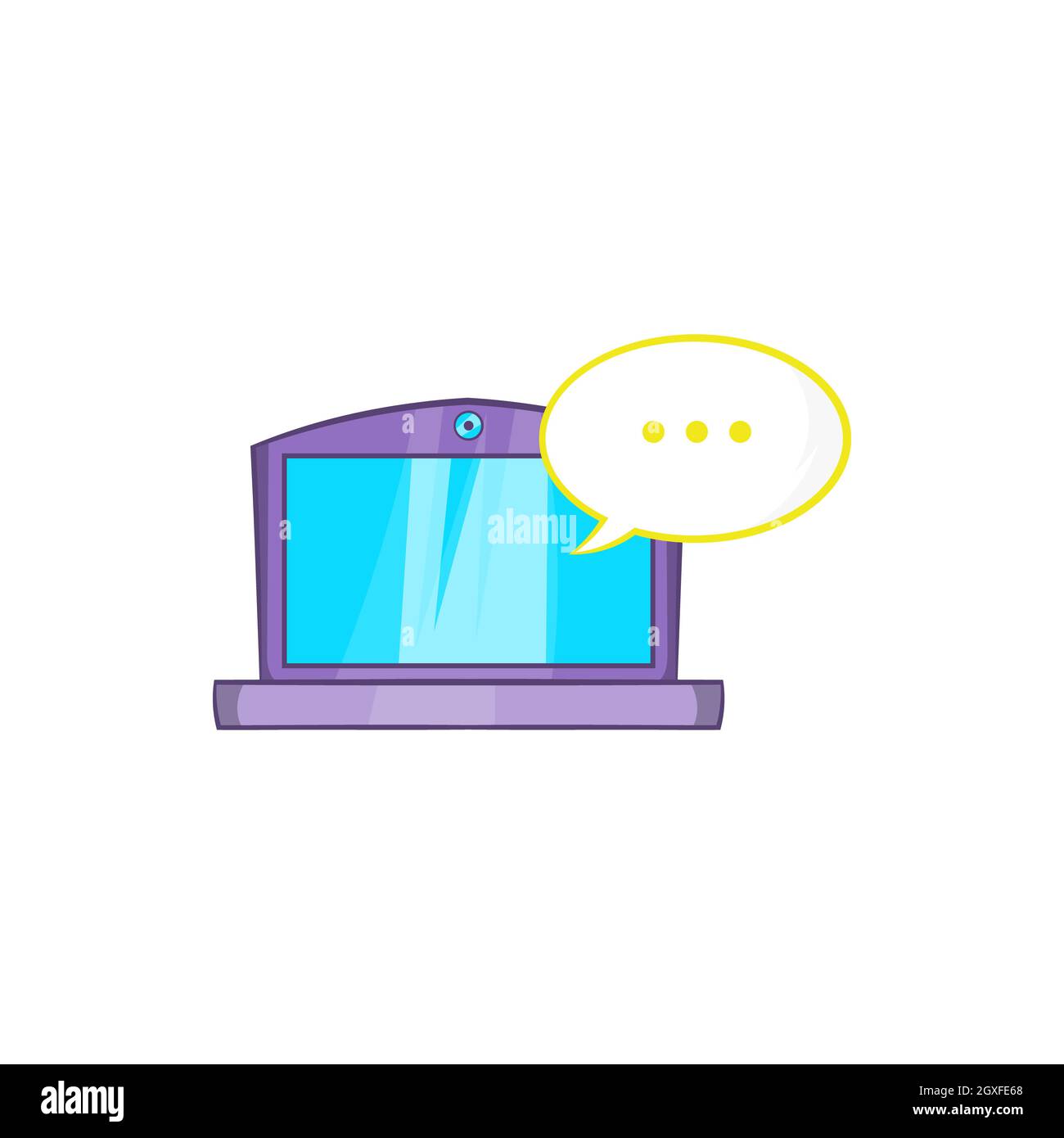 Online computer chat icon in cartoon style on a white background Stock ...