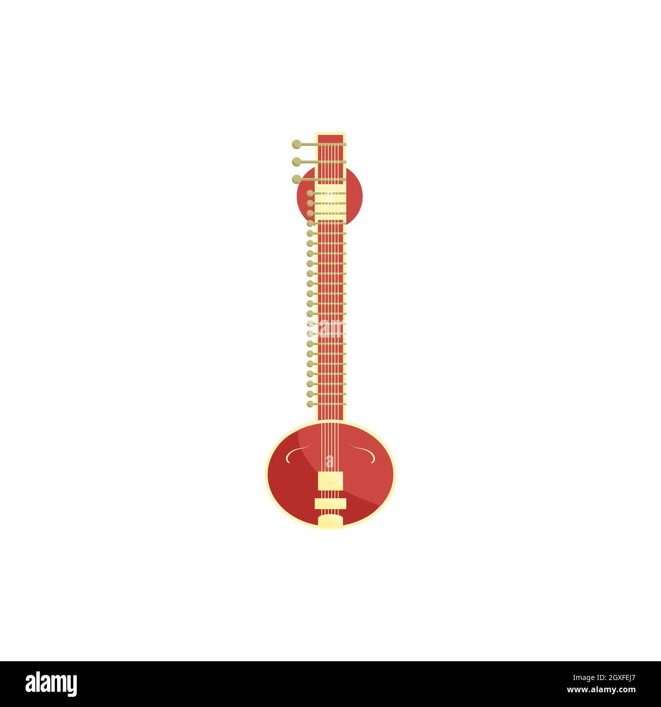Sitar icon in cartoon style isolated on white background. Musical instrument symbol Stock Photo