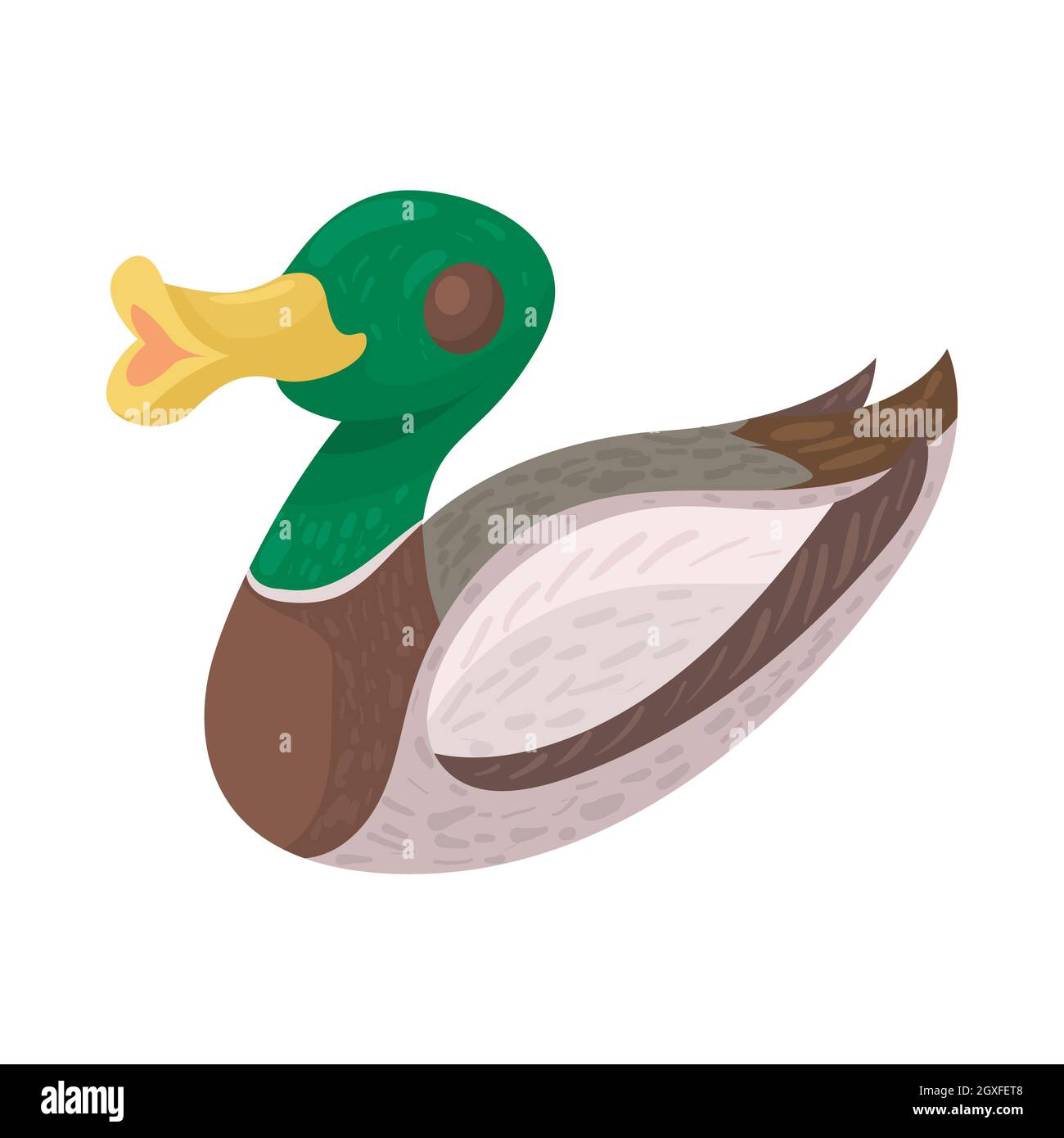 Wild duck icon in cartoon style isolated on white background. Waterfowl symbol Stock Photo