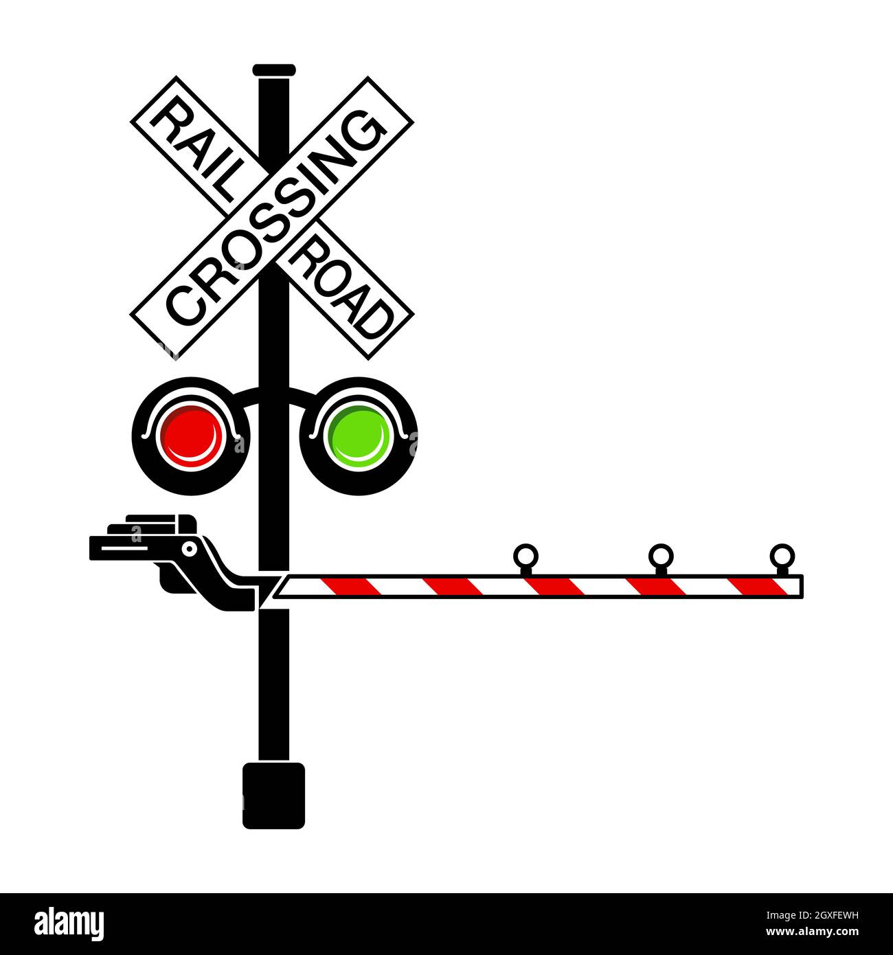 Rail crossing signal icon in simple style isolated on white background Stock Photo
