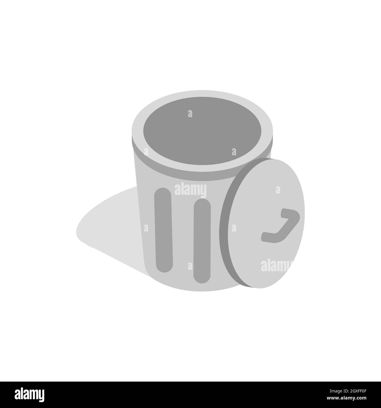 Gray trash can with open lid icon in isometric 3d style on a white background Stock Photo