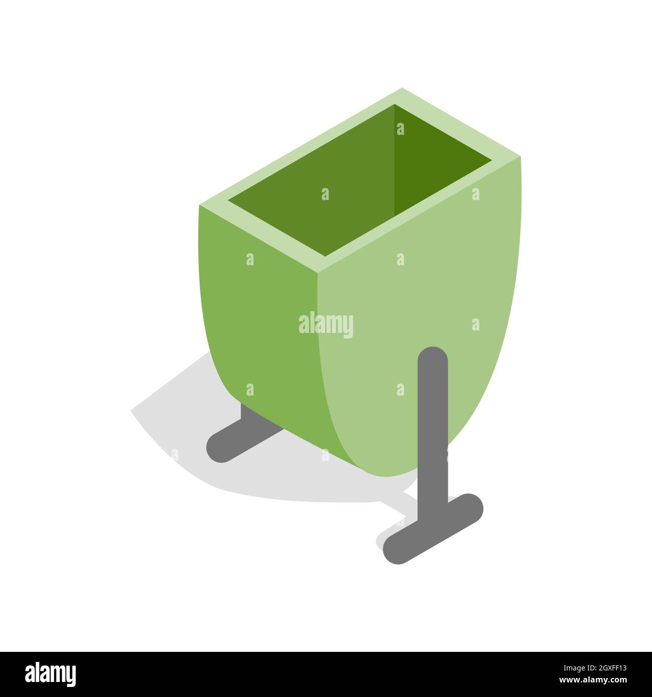 Green trash outdoor bin icon in isometric 3d style on a white ...