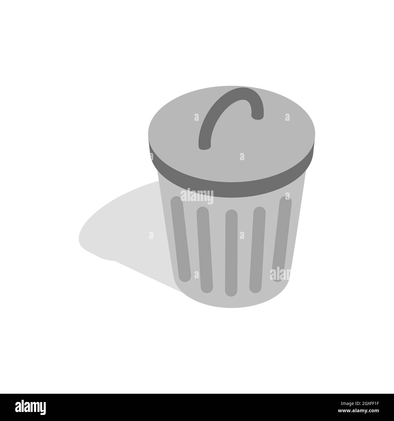 Gray trash can icon in isometric 3d style on a white background Stock Photo