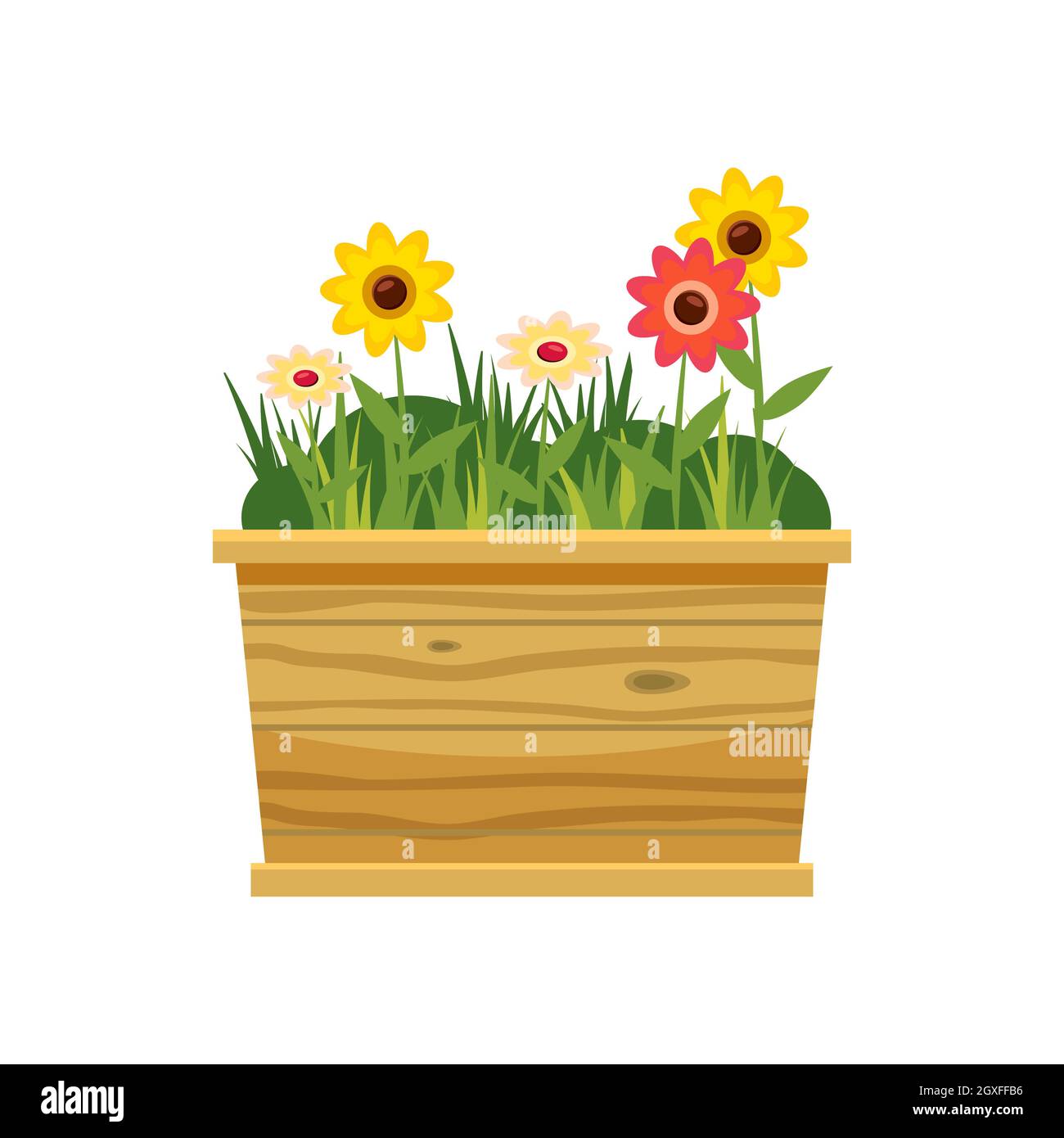 Flower bed icon in cartoon style isolated on white background. Plants ...