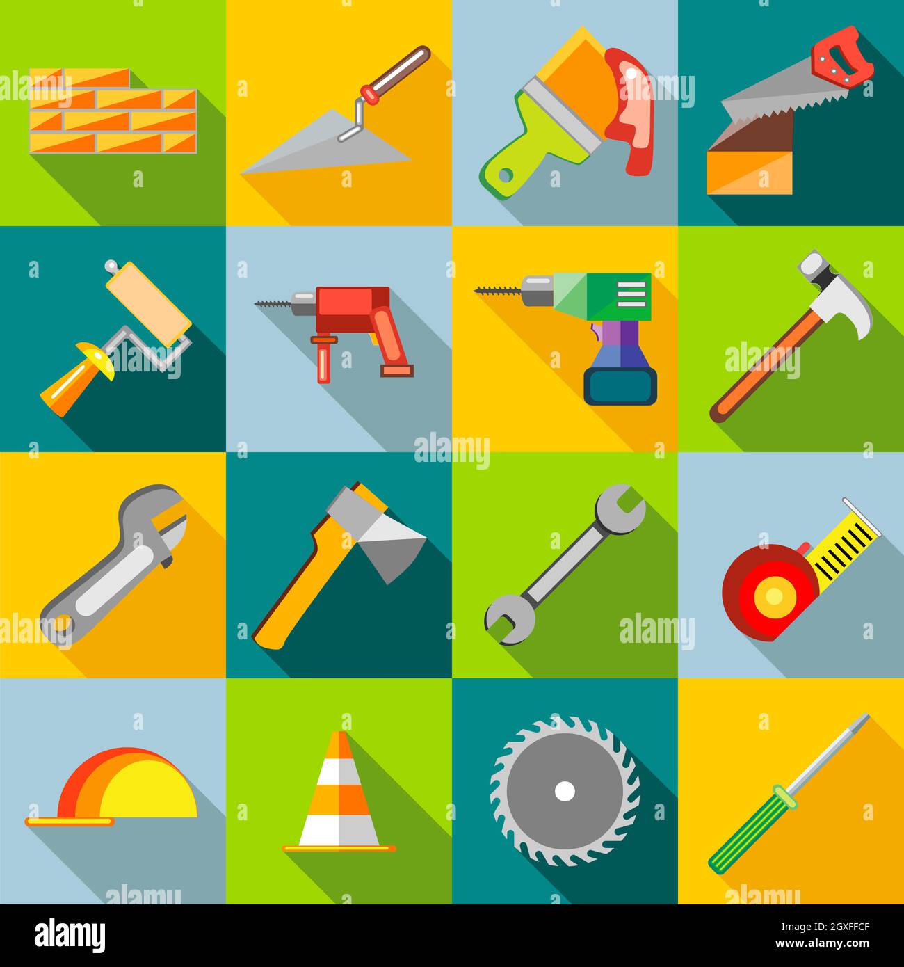 Construction icons set in flat style vector illustration Stock Photo ...