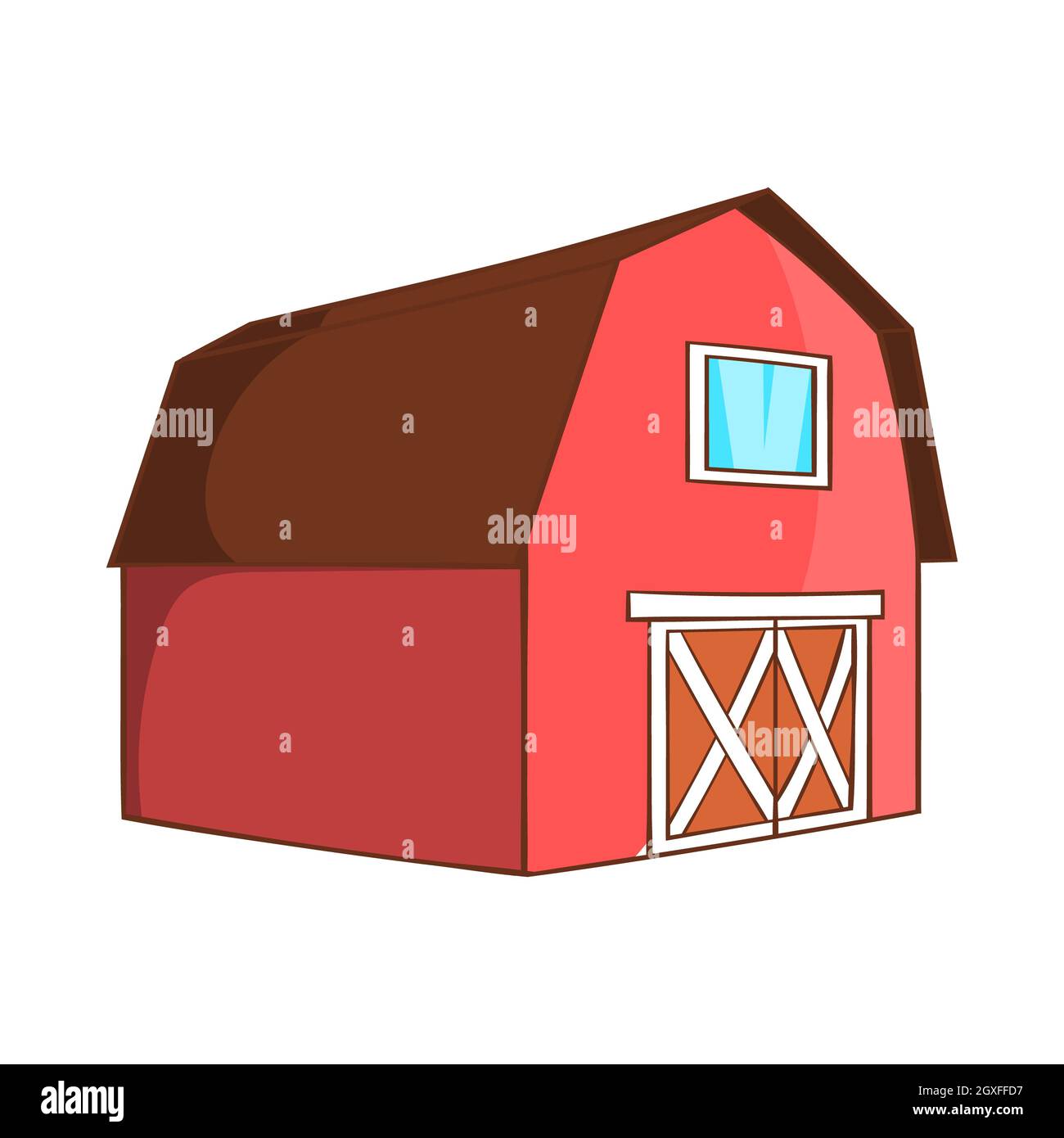 Barn for animals icon in cartoon style isolated on white background. Buildings for animals symbol Stock Photo