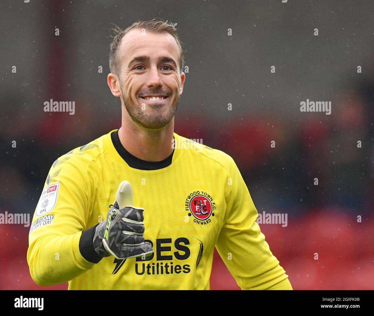 Fleetwood Town goalkeeper Alex Cairns during the Sky Bet League One match at Highbury Stadium, Fleetwood. Picture date: Saturday October 2, 2021. Stock Photo