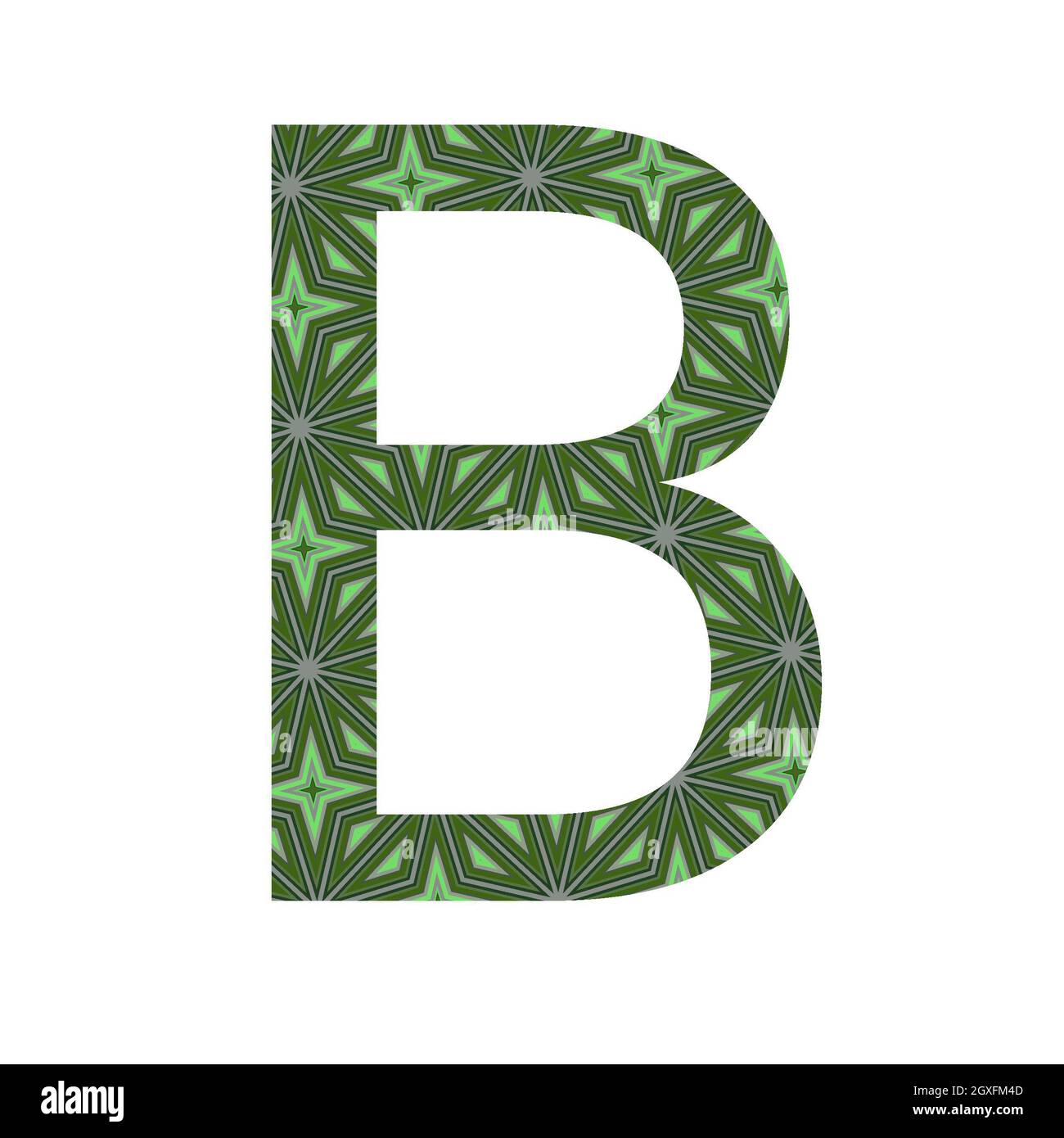 Letter B of the alphabet made with a pattern of green stars, isolated ...
