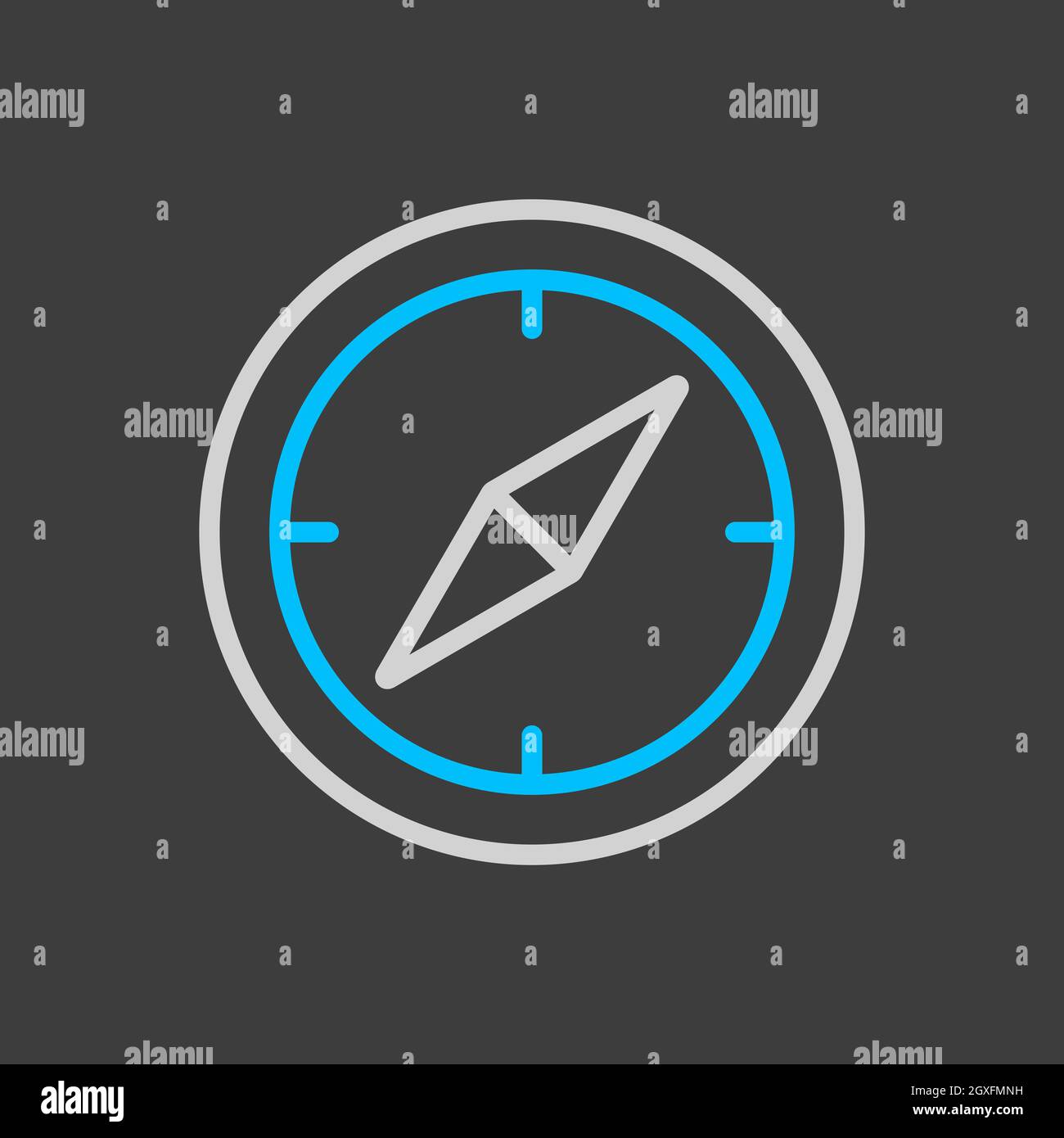 Compas vector icon on dark background. Navigation sign. Graph symbol ...