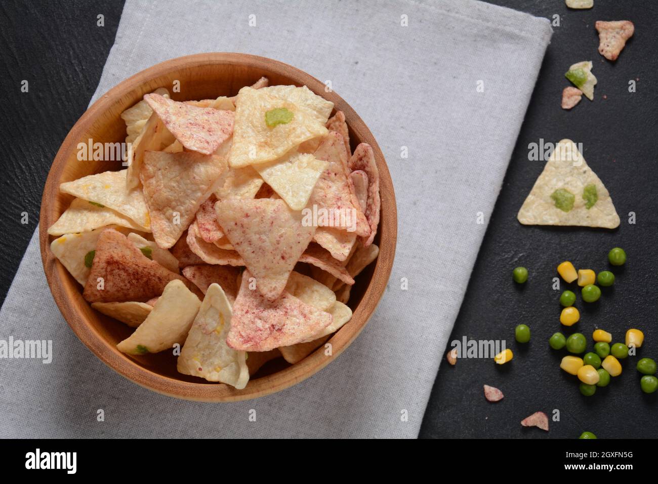 Сhips made from rice and beans with different flavors. Healthy Gluten