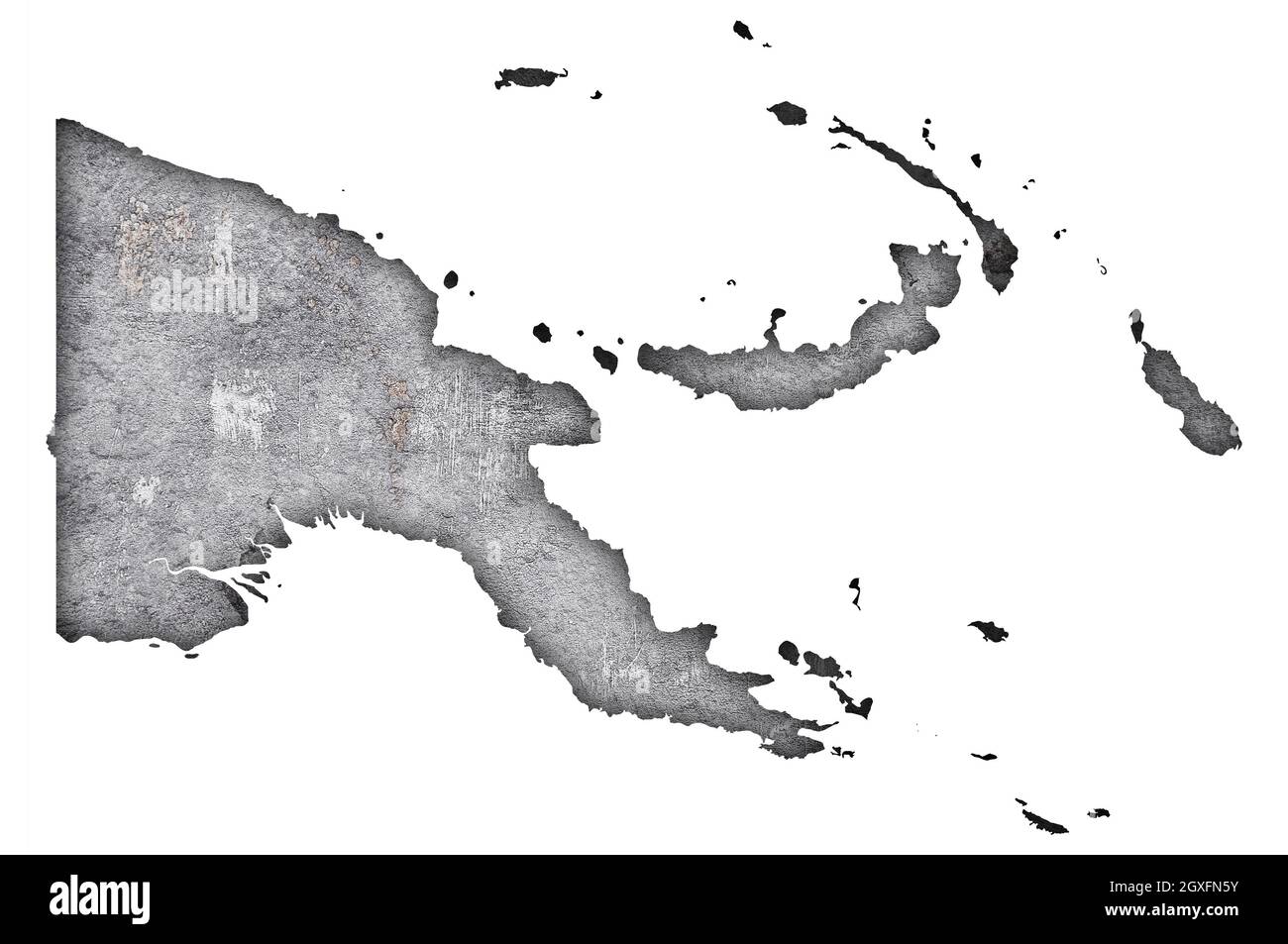 Map of Papua New Guinea on weathered concrete Stock Photo