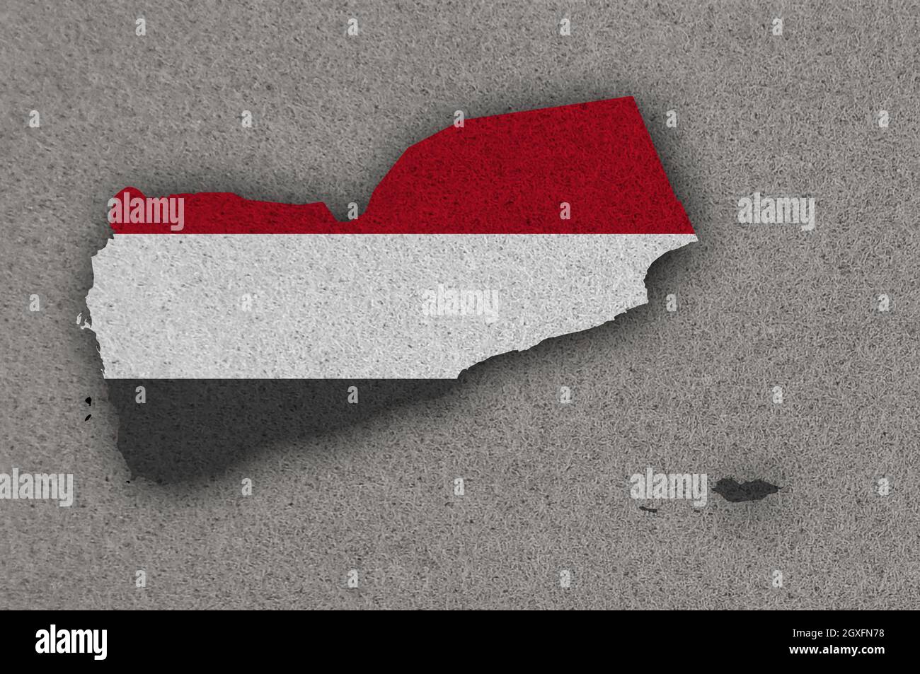 Map and flag of Yemen on felt Stock Photo - Alamy