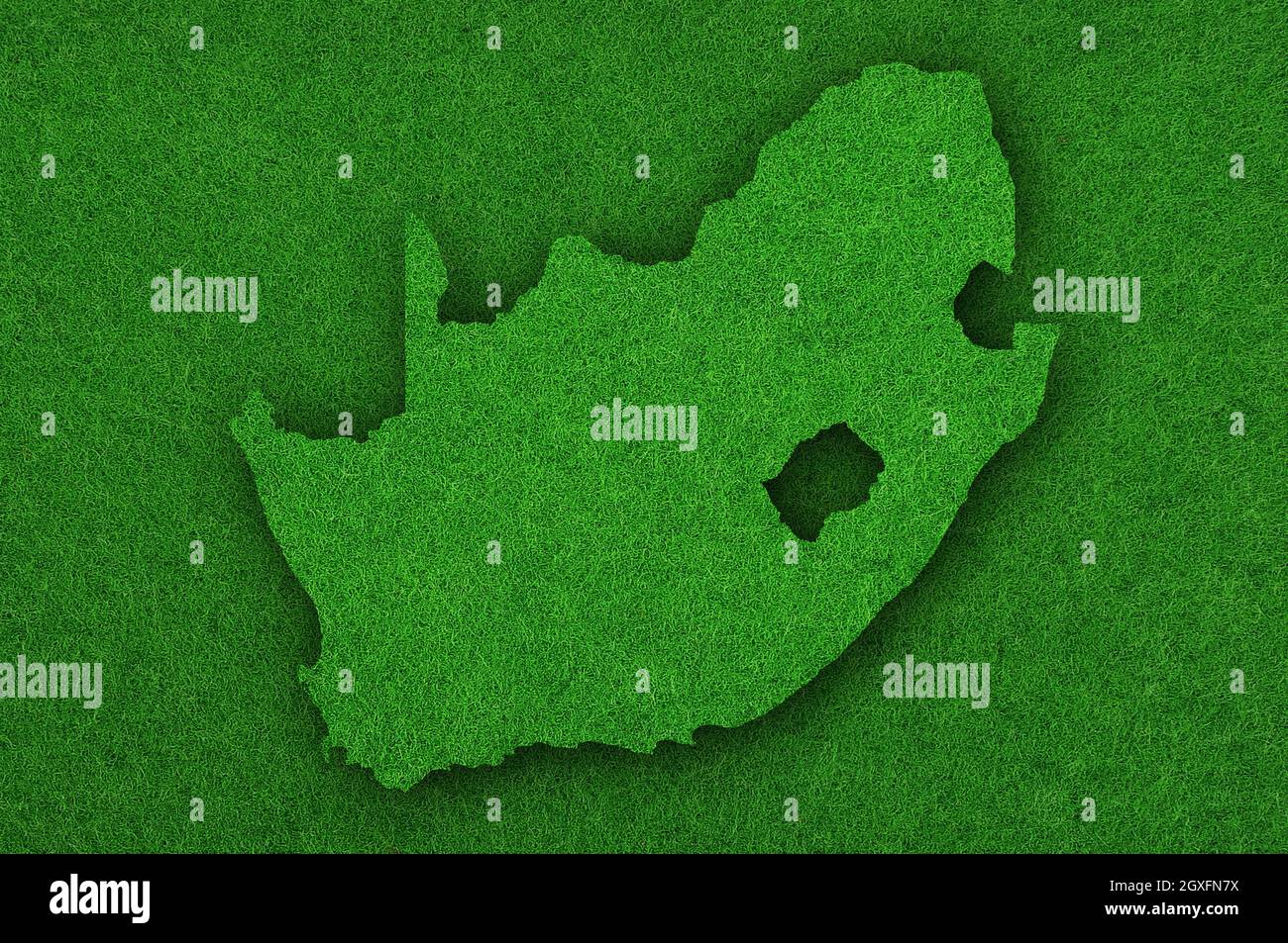 Map of South Africa on green felt Stock Photo - Alamy