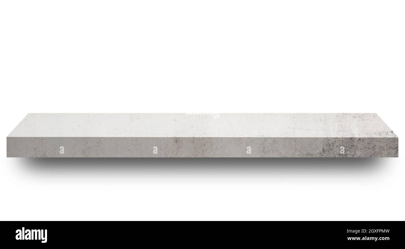 Grey marble empty shelf on white background Stock Photo