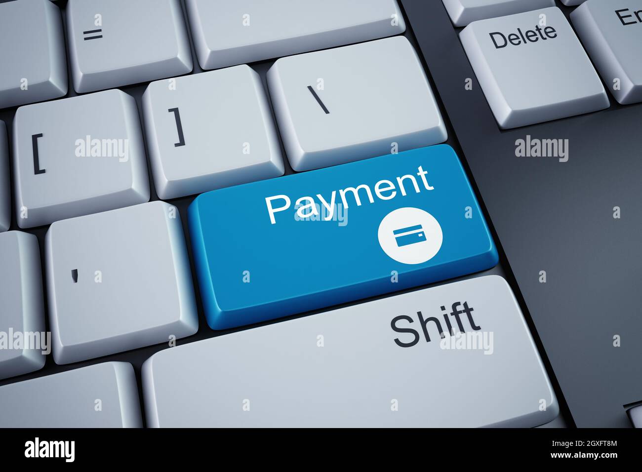 3D rendering of keyboard with payment button Stock Photo - Alamy