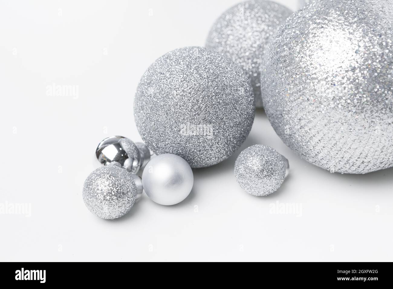 Christmas tree baubles isolated on white background Stock Photo - Alamy