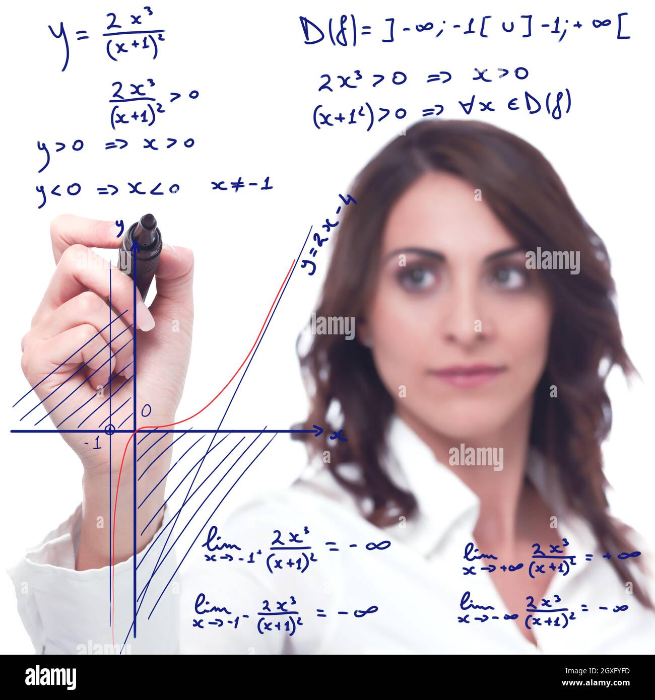 Intelligent woman solve a complicated mathematical function Stock Photo ...