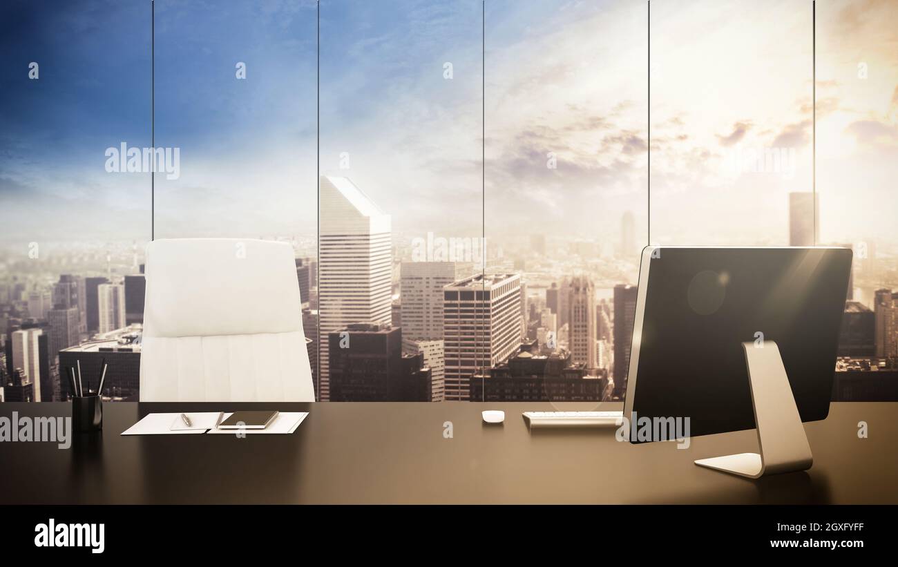 Luxurious office with with view of cityscape Stock Photo