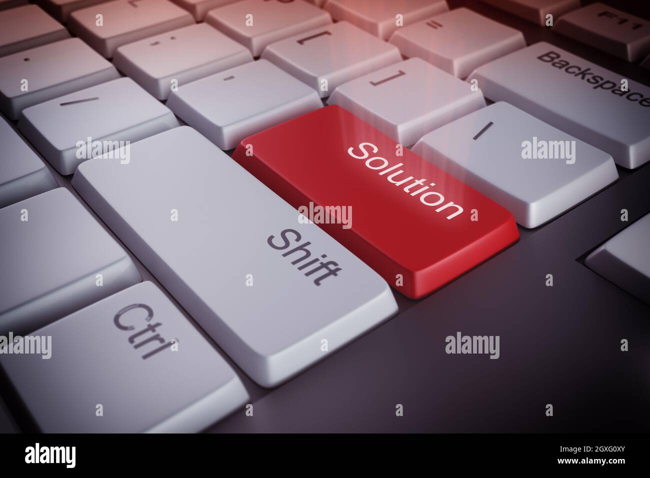Computer keyboard with a solution red key Stock Photo - Alamy