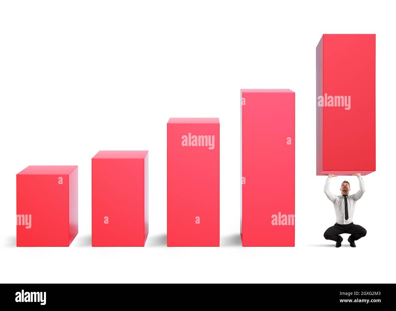 Business strongman with effort lifts company statistics Stock Photo Alamy
