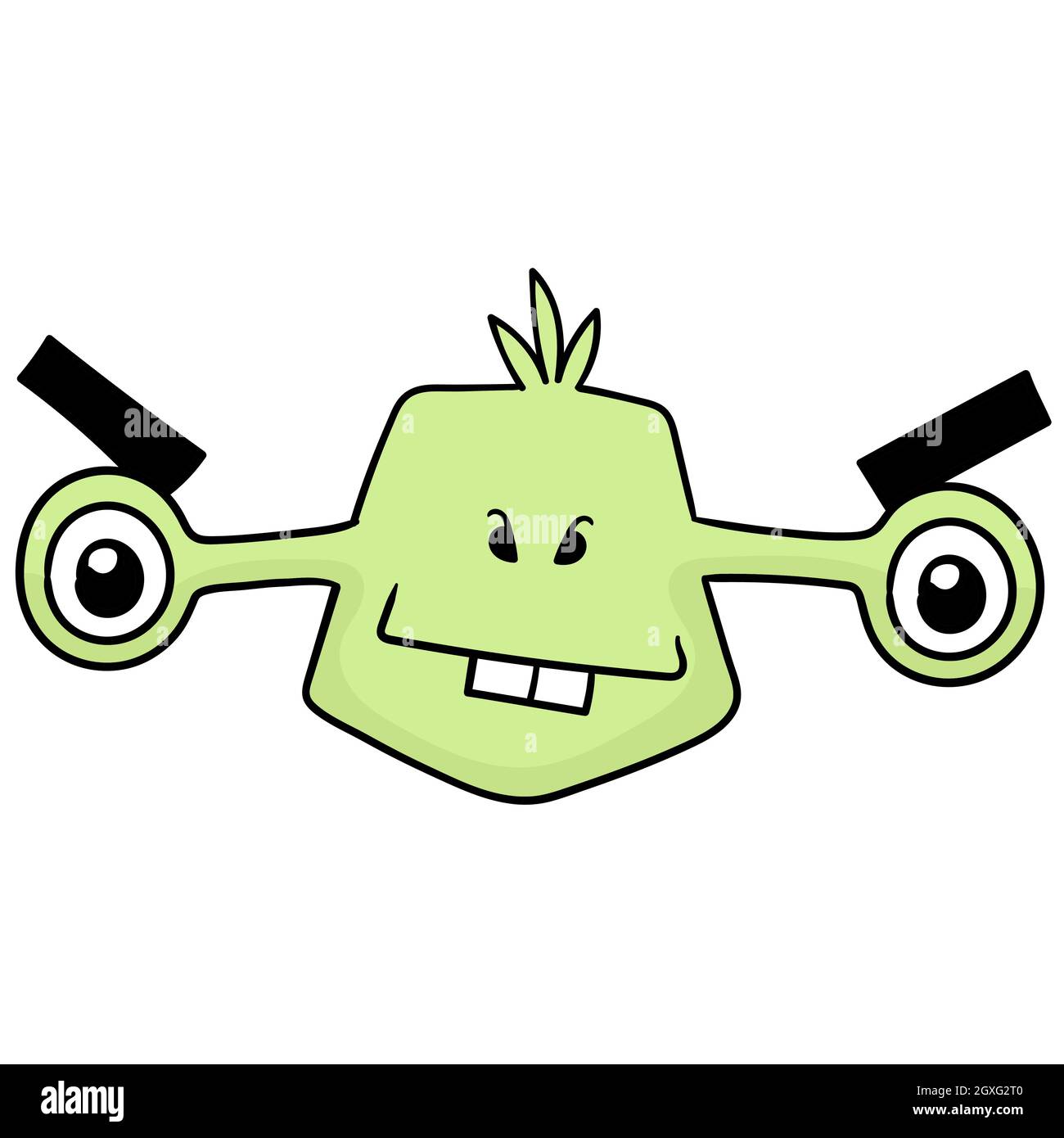 the head of a cute monster with a strange face with big eyes Stock Vector