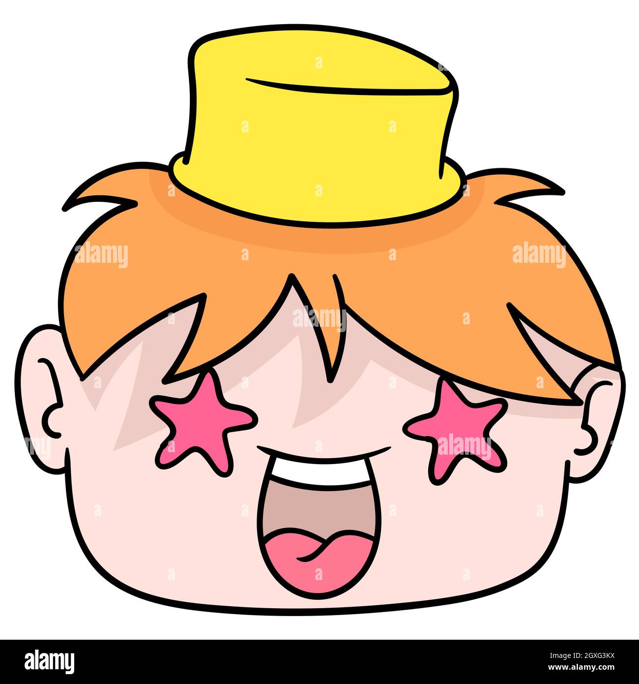 boy head with an expression of starry eyes admire Stock Vector